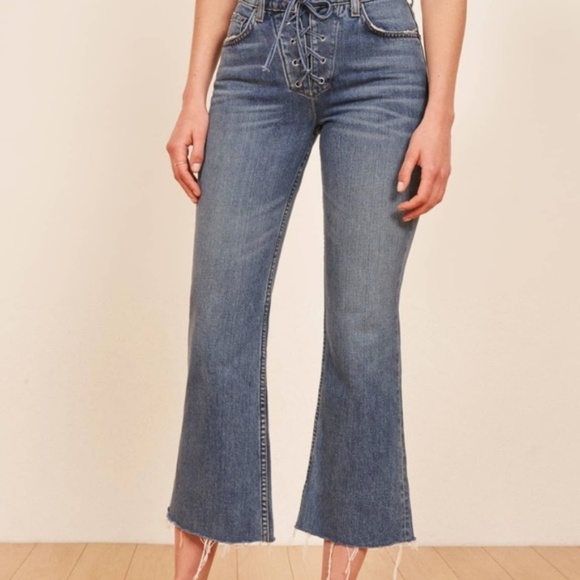 Reformation Mid Crop Flare Lace Up size 28 NWT - Picture 3 of 6